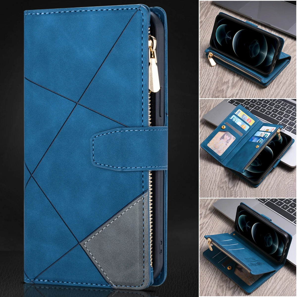 Flip Leather Case For XiaoMi 14T 13T 12T 11T 11 Lite Redmi Note 15 14 13 11S 12 Pro Plus Zipper Card Slot Wallet Bag Cover