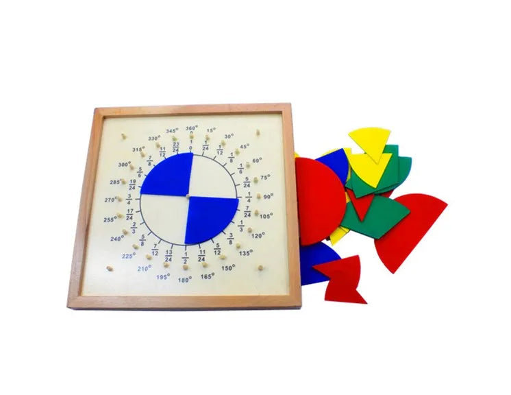 Montessori Mathematic Materials Wood Fraction Circles Board Kids Early Learning Tool Math Educational Game Hand-eye Coordination