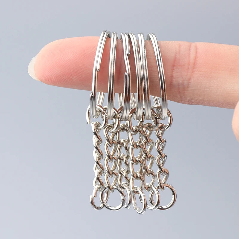 10pcs/lot Flat Key Chain Key Ring Keychain Long Round Split Keyrings Keychain For Jewelry Making  Accessories Wholesale
