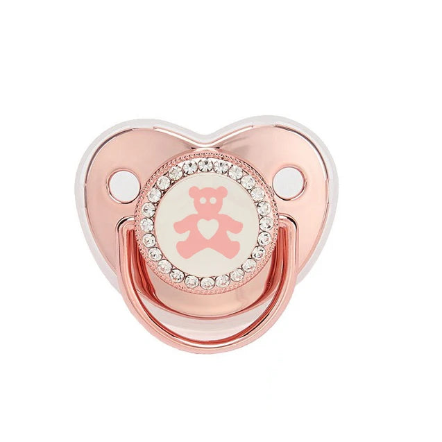 Luxury Newborn Baby Pacifier Baby Rhinestone Crown Pacifier Infant Teether Silicone Pacifier Holder Dummy Baby Shower Gift