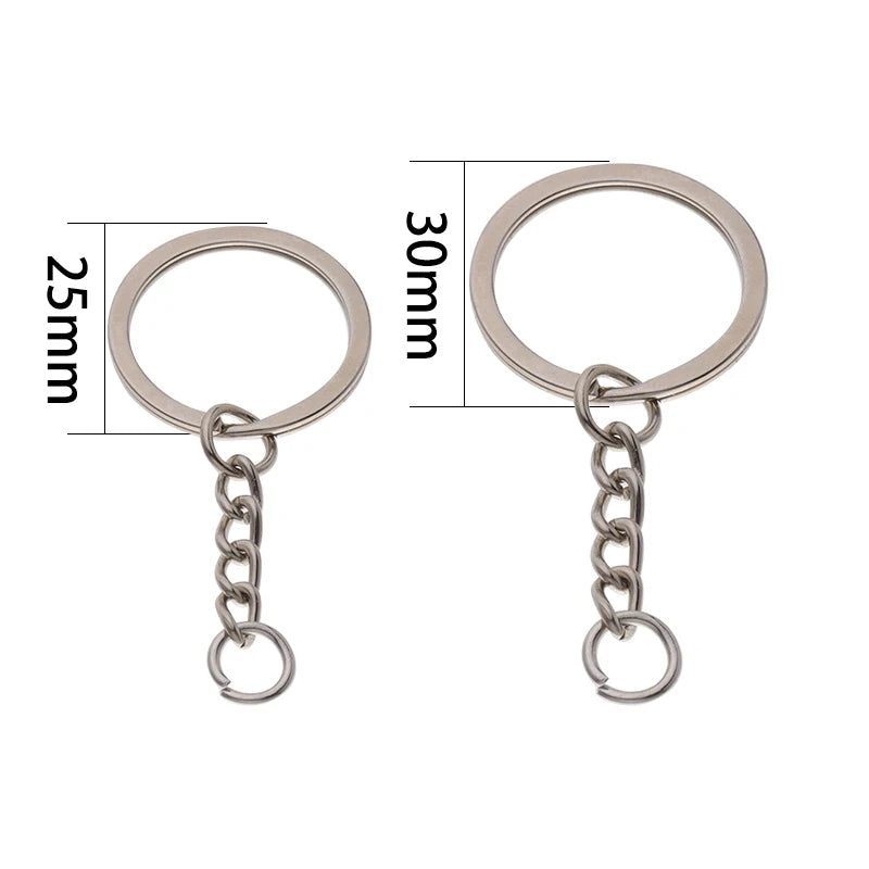10pcs/lot Flat Key Chain Key Ring Keychain Long Round Split Keyrings Keychain For Jewelry Making  Accessories Wholesale