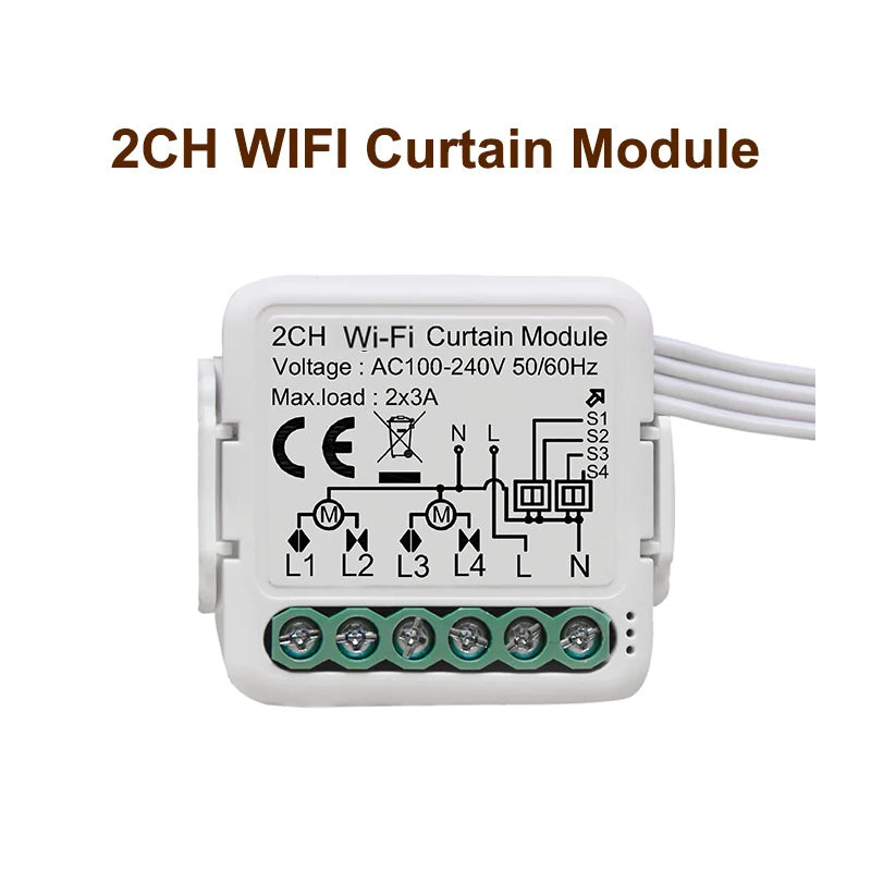 GIRIER Tuya Smart Wifi Curtain Module Blind Switch for Roller Shutter Electric Motor 1/2 Gang Compatible with Alexa Google Home