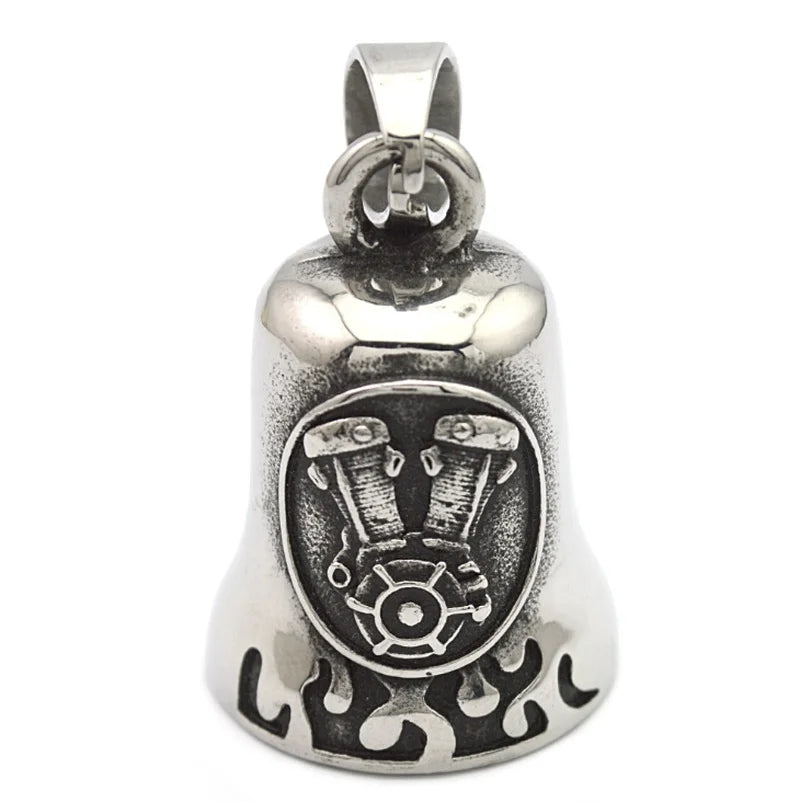 Biker Motorcycle Bell Necklace Charm Men\\\\'s Trend Jewelry Lucky Bell Pendant with Stainless Steel Chain