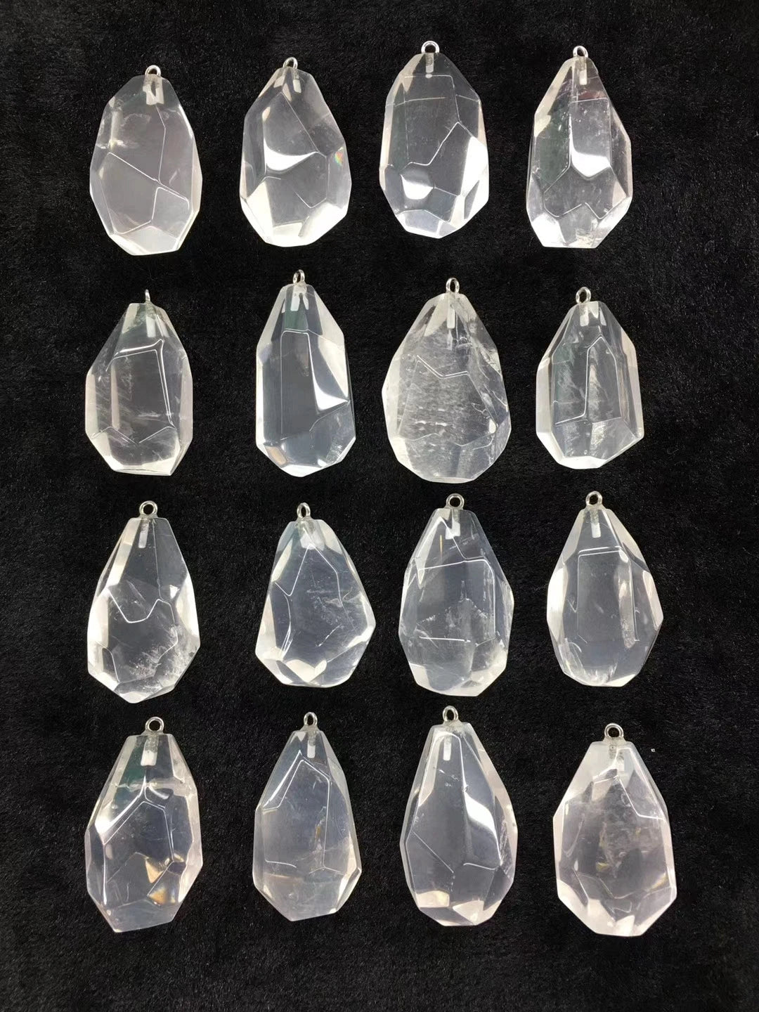 2pcs/pack Wholesale Faceted Clear Quartz Rock Crystal Beads Natural Stone Pendant for Jewelry Making