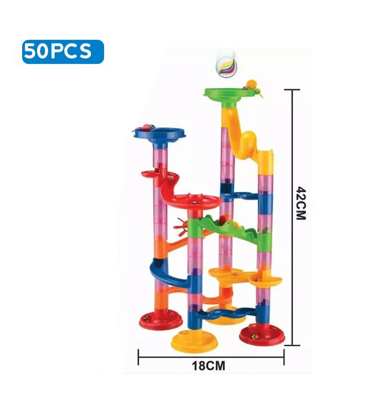 Marble Run Race Track Building Blocks Kids 3D Maze Ball Roll Toy DIY Marble Run Race Coaster Set 80/105/109/133pc Christmas Gift