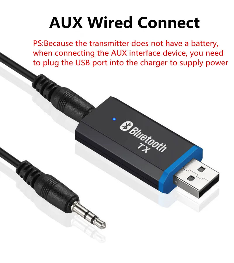 Bluetooth Transmitter 5.0 + EDR Audio Adapter For TV PC Headphones 3.5MM Jack AUX USB Stereo Music Wireless Adapter Plug & Play