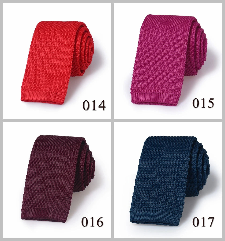 Knitted Ties For Men Slim Fashion Neckties Plain Black Red Knit Tie Men Women Wedding Daily Casual Neck Knitted Cravatas HUISHI