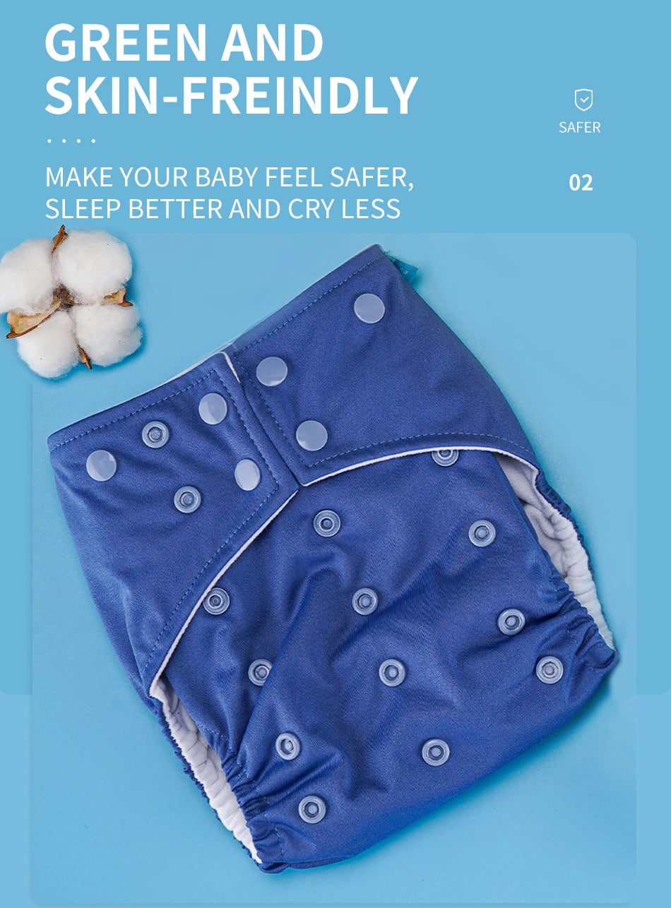 HappyFlute 1Pc Random Print Suede Cloth Inner Baby Nappy Waterproof And Reusable Dual Gussets Cloth Diaper