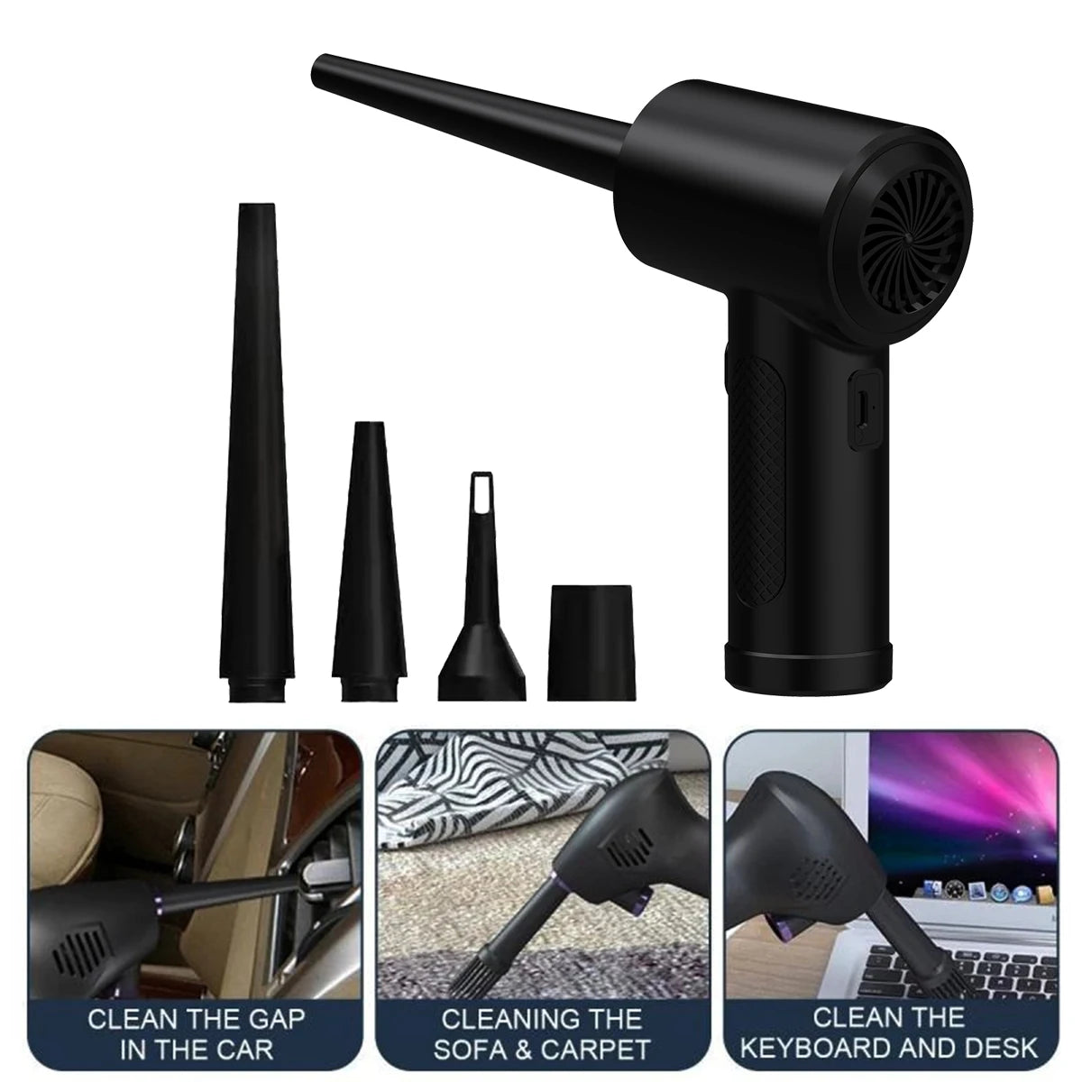 Cordless Air Duster Electric 51000RPM Wireless Dust Gun Compressed Air Blower Powerful Hair Dryer Computer Keyboard Cleaning
