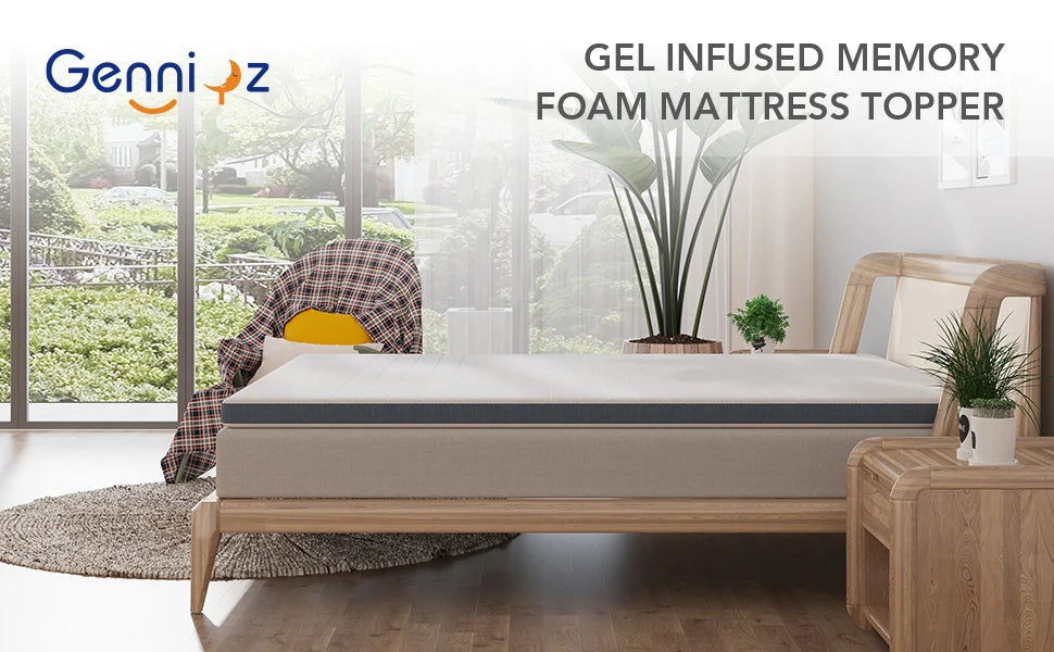 Premium Memory Foam Mattress Toppers with Zipper Bamboo Cover Soft Gel Foam Bed King Queen Twin FUll Size Mattress Help Sleep