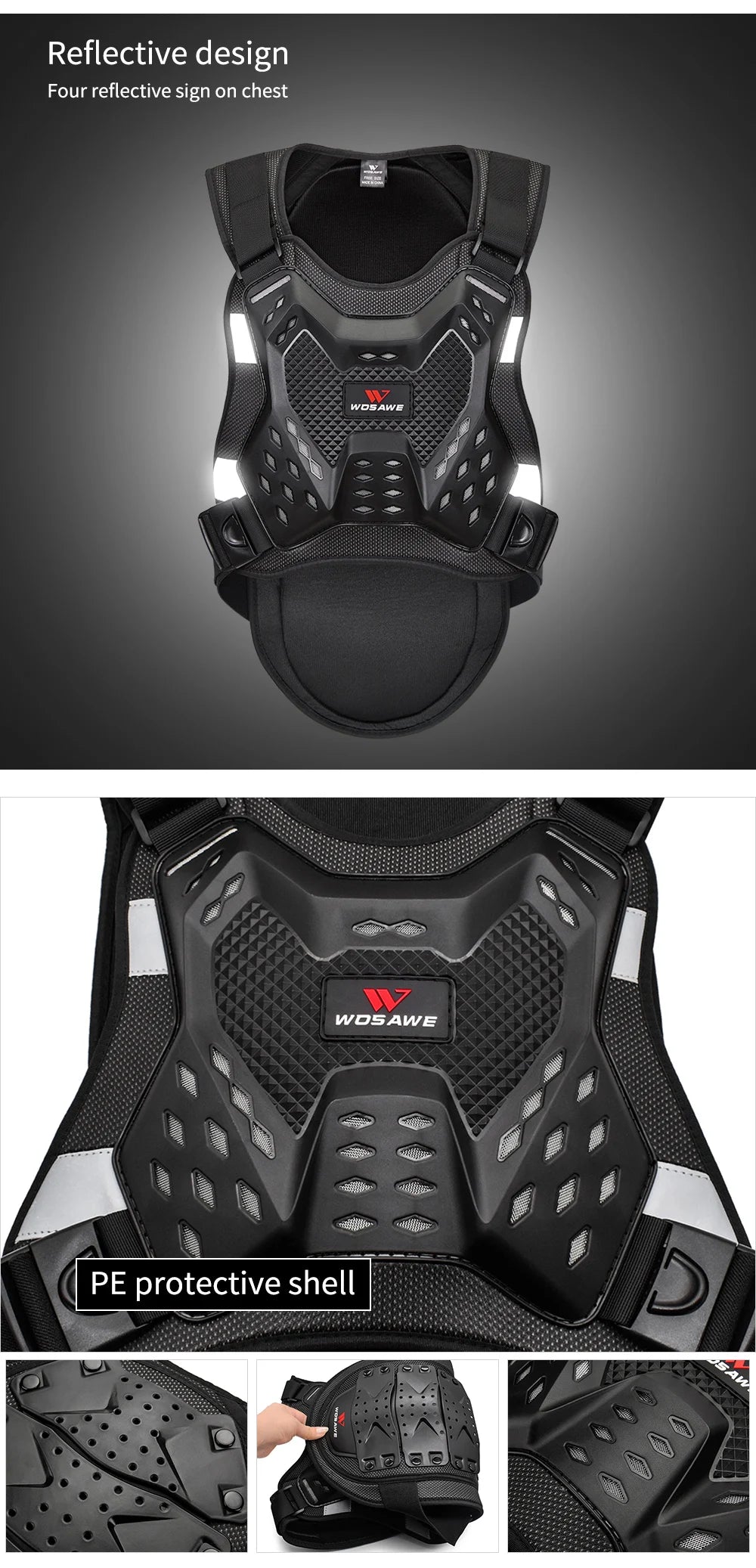 WOSAWE Back Protector Motorcycle Armor Adult Spine Chest Body Protection Skateboard MTB Motocross Racing Top Armor Vest Jacket