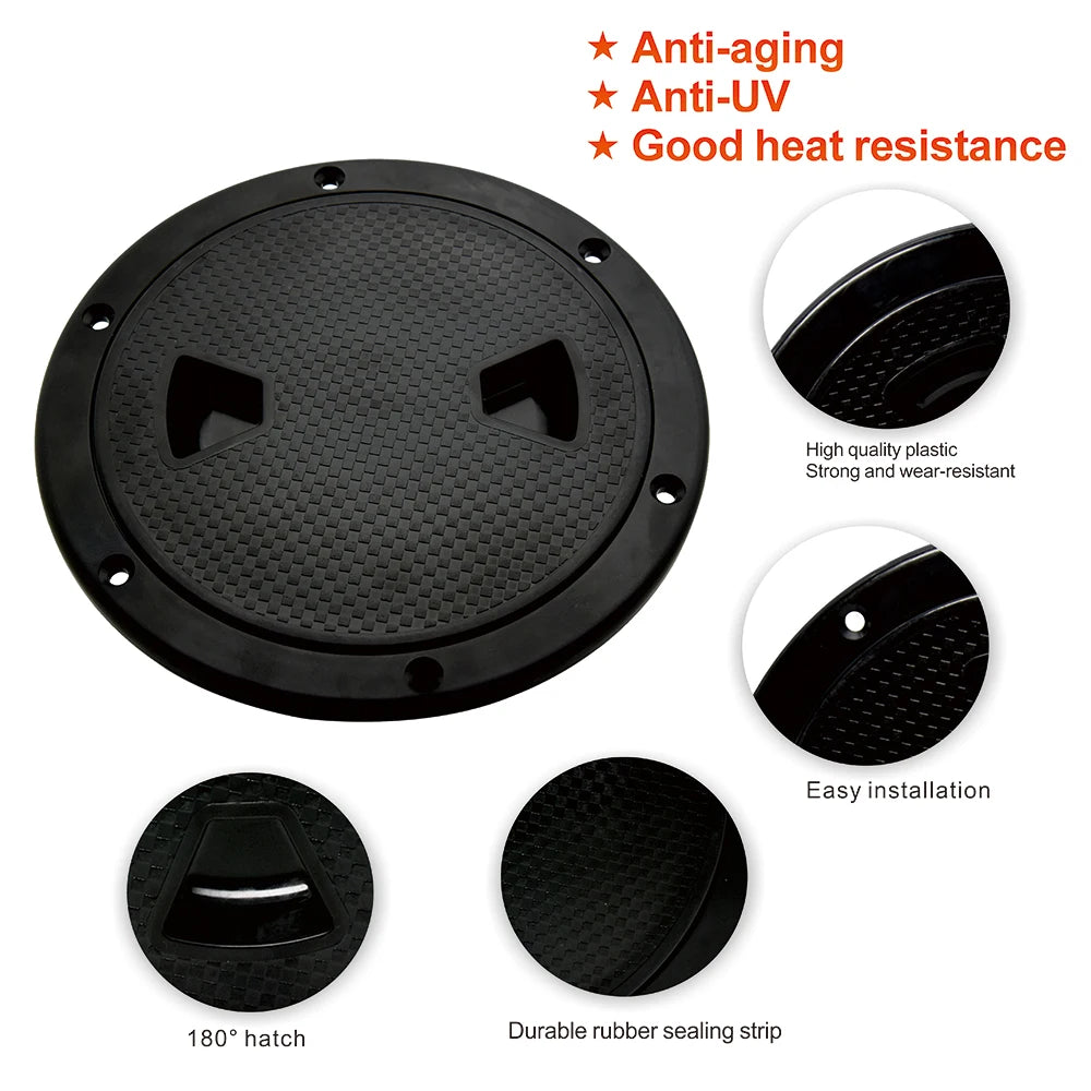 4 6 8inch ABS Hatch Cover Round Deck Inspection Access Plastic White Black Boat Screw Out Deck Inspection Plate For Yacht Marine
