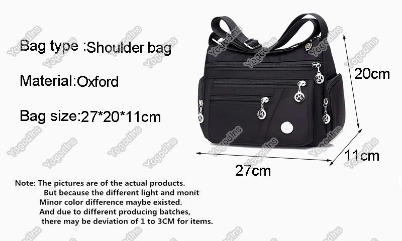Large Capacity Women Crossbody Bag Waterproof Tote Casual Nylon Shoulder Bag Purse Handbag Lightweight Travel Messenger Bag