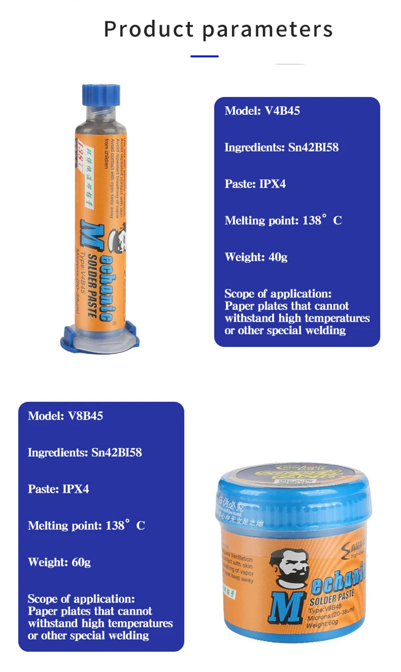 MECHANIC Lead-Free Solder Paste Low/High Temperature Soldering Flux Welding Tin Paste for Mobile Phone PCB BGA SMD Repair Tools