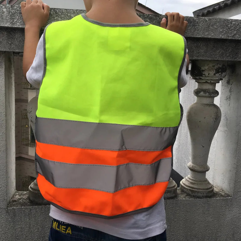 Pupils Safety Warning Vest Kids Reflective Vest School Children Training Breathable Jacket Scooter Cycling Fluorescent Waistcoat
