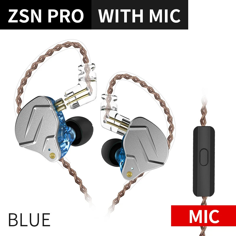 KZ ZSN PRO 1BA 1DD Hybrid Drive In Ear Earphones HIFI Metal Bass Earbud Sport Music Headset Replaceable Cable ZS10 PRO ZSX ZSTX