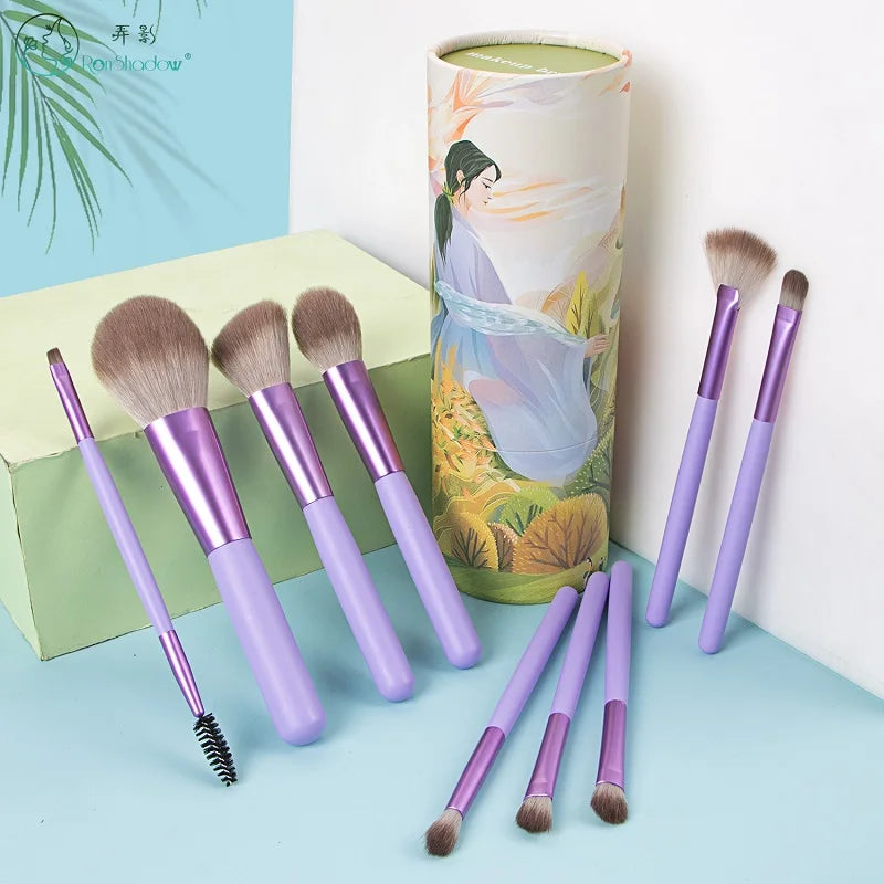 Ronshadow 9PCS Makeup Brushes Set Brochas Maquillaje Pincel De Maquiagem Kit Rangement Maquillage Beauty Packaging Makeup Tools