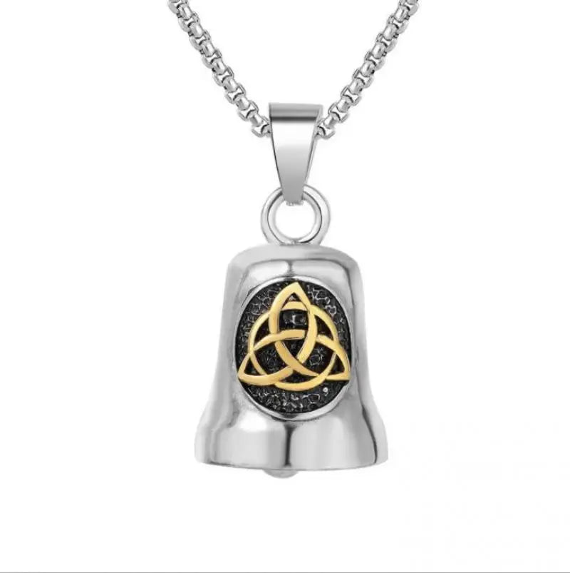 Biker Motorcycle Bell Necklace Charm Men\\\\'s Trend Jewelry Lucky Bell Pendant with Stainless Steel Chain