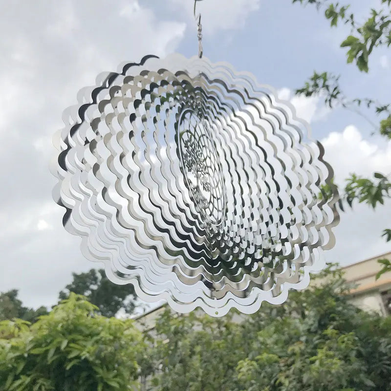 3D Wind Spinner Chime Heart Square Drop Shape Stainless Steel Rotating WindChime For Both Outdoor Garden And Indoor
