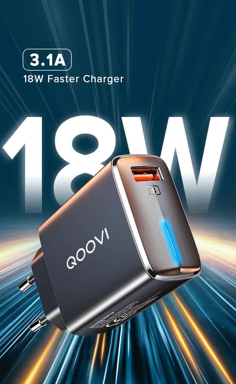 QOOVI 3A USB Wall Charger 18W Quick Charge 3.0 QC Fast Charging Adapter Mobile Phone Charger For iPhone Samsung S10 Xiaomi Redmi