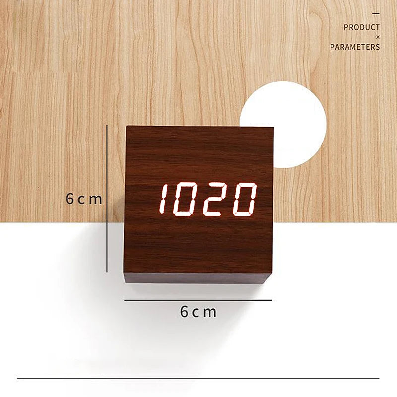 USB/AAA  Clocks LED Wooden Alarm Clock Watch Table Voice Control Digital Wood Despertador Electronic Desktop Table Decor