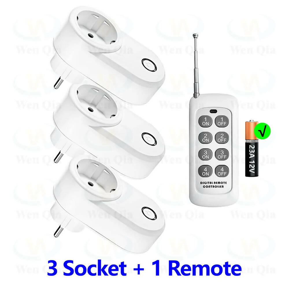 EU FR Wireless Remote Control Socket Smart Outlet,500m Transmitter,433Mhz 15A 220V Plug for Smart Home Light Fan Pump ON OFF