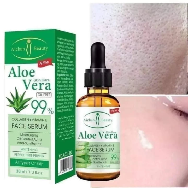 Aloe Vera 99% Face Serum With Collagen + Vitamin E - Aichun Beauty