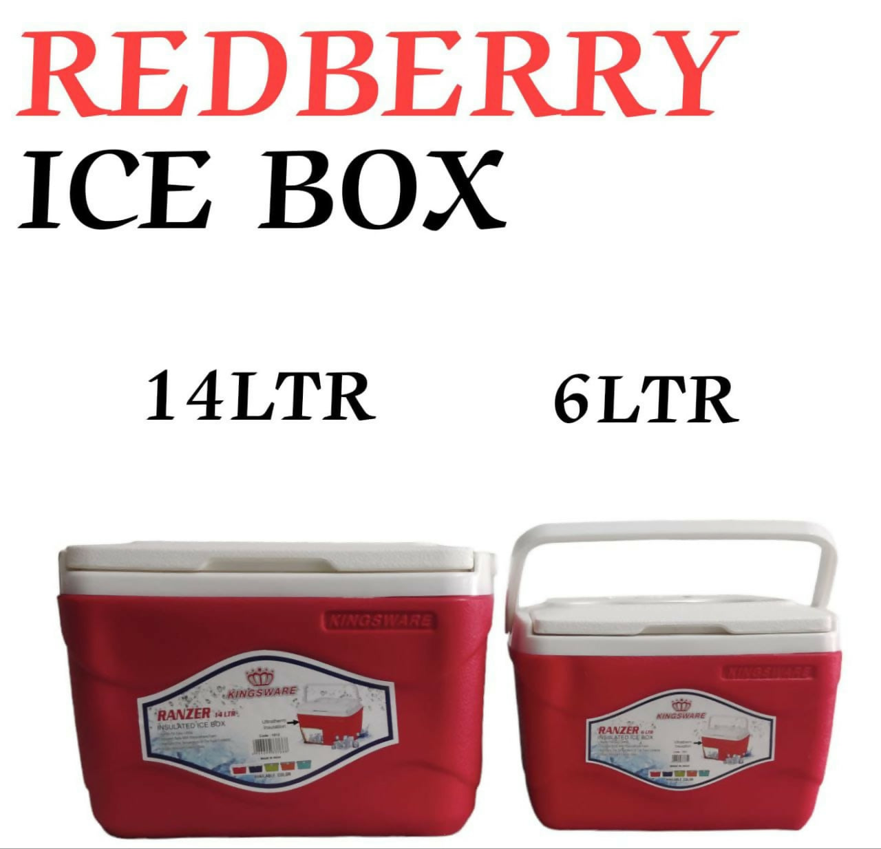 REDBERRY Premium Range of Plastic  Insulated ICE BOX : 2 pcs Set SIZE- 6 ltr & 14 ltr