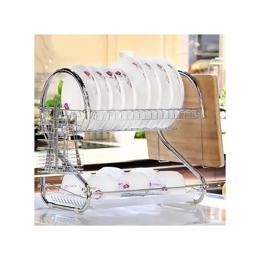 Nunix 2 Tier Dish Rack Stainless Steel, With Drain Board