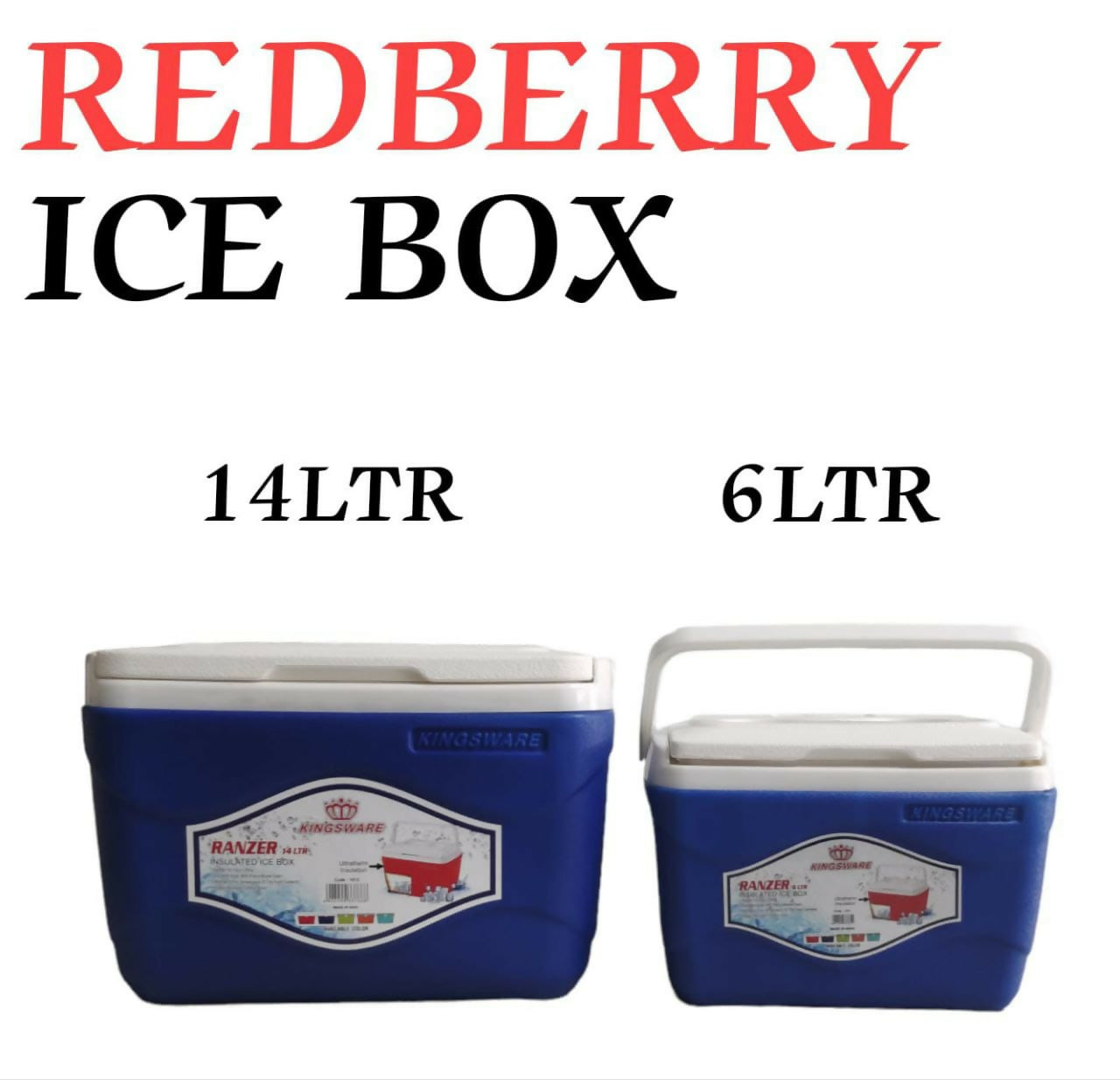 REDBERRY Premium Range of Plastic  Insulated ICE BOX : 2 pcs Set SIZE- 6 ltr & 14 ltr