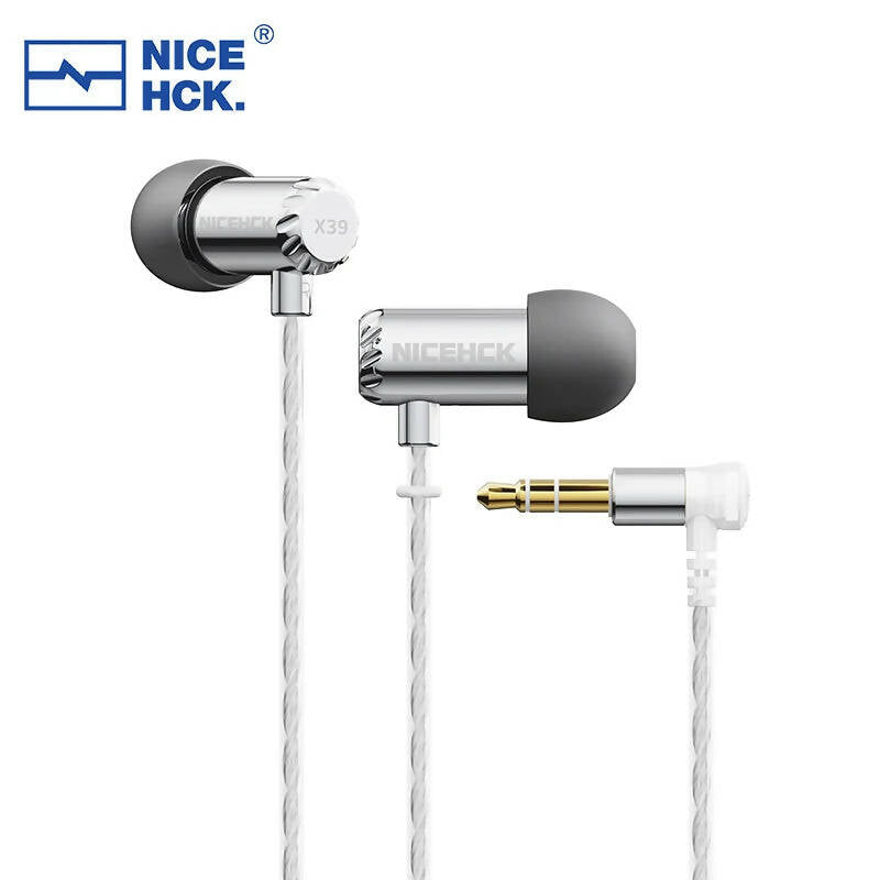 NICEHCK X39 IEM Aluminum Alloy Shell HIFI Microphone Earbud 6mm Titanium Plated Dynamic Headset Bass Vocal DJ In-ear Earphone