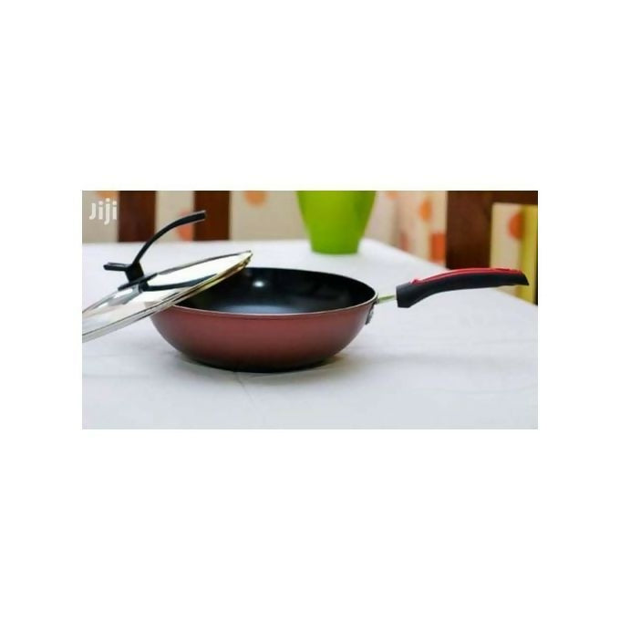 32cm Non-Stick Wok Deep & Stir-Frying Pan -Glass Lid