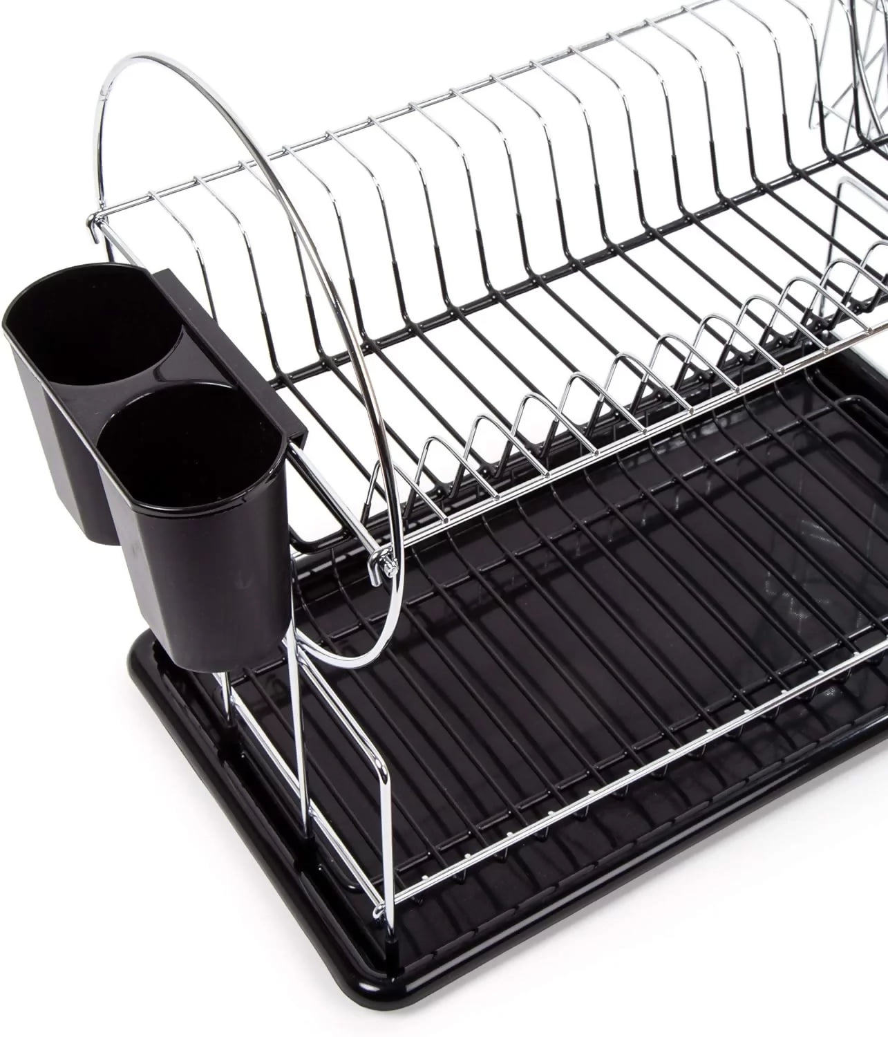 Stainless Steel Dish Rack With Black Drip Tray