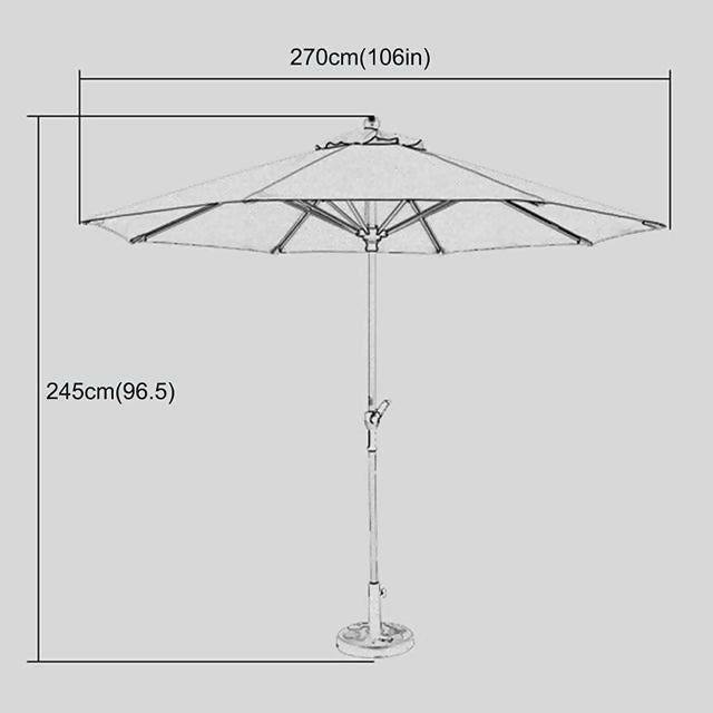 Folding Outdoor Umbrella with Iron Pipe, Garden Parasol Umbrella with Base, Sun Shelter Canopy Umbrella