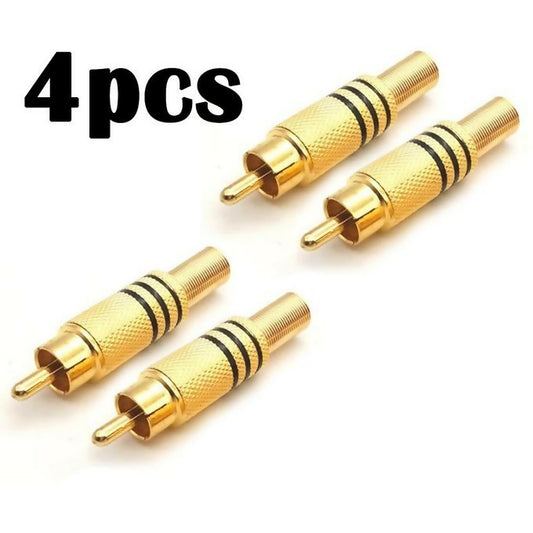 RCA Male Connector Adapter Gold Tone 52mm Long