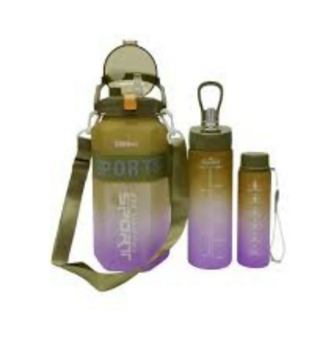 hexagonal Sports 3in1 multi - colour motivation water bottle now available @ksh 1000/ per set wholesale price* *Capacity 2litres,800mls,300