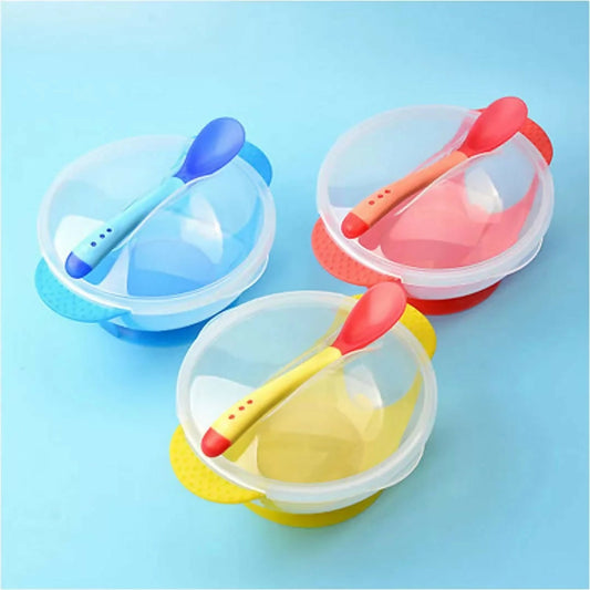 Silicone Baby Feeding Bowl + Spoon