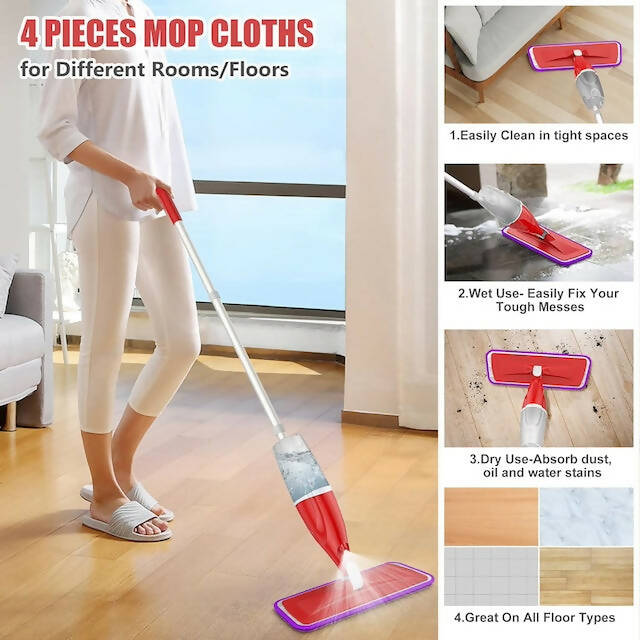 Spray Mop with 360 Degree Handle Mop, Wood Floor Mops with Spray for Floor Cleaning, Flat Dust Mop for Hardwood(400 ml)