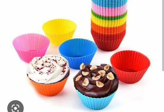 Cup Cake Mold Pack of 12 Mixed Colors Without Preference, Reusable Silicone Baking Cups, Cupcake Molds, Muffin Cases, Nonstick Baking Moulds for Cakes, Ice Creams