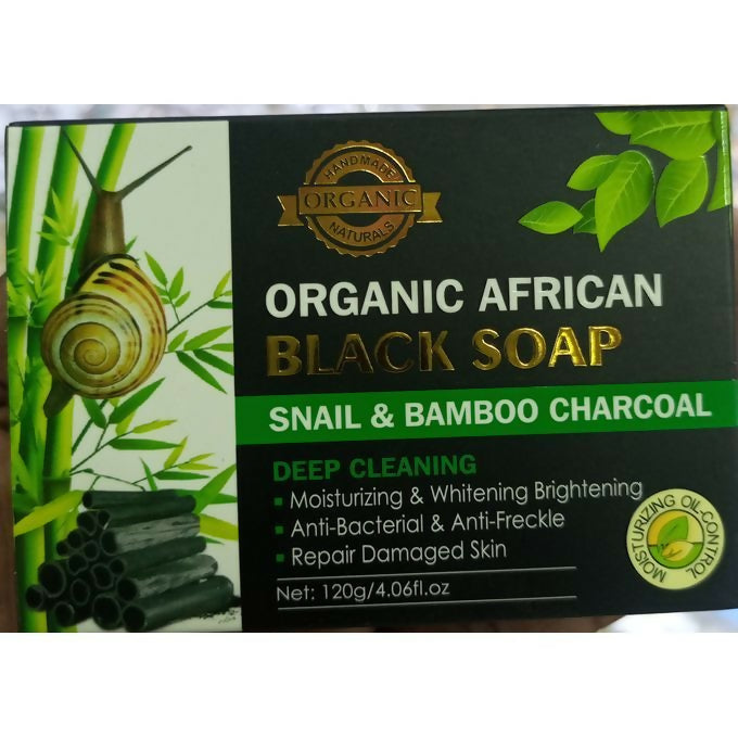 Organic African Black Soap With Snail & Bamboo Charcoal