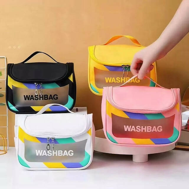 Transparent Washbag/Cosmetic Bag, PVC PU Material, High Capacity, Easy to Carry