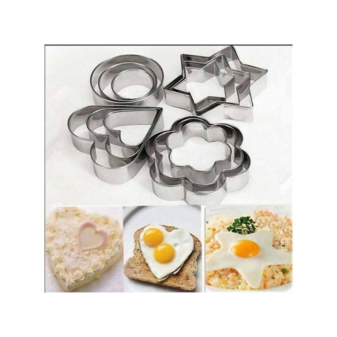 12-piece set of Stainless Steel Cookie and Biscuit Moulds