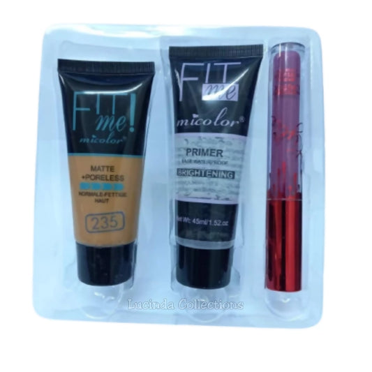 Micolor Fit Me 3 In 1 Matte Poreless Foundation + Primer + Liquid Lipstick