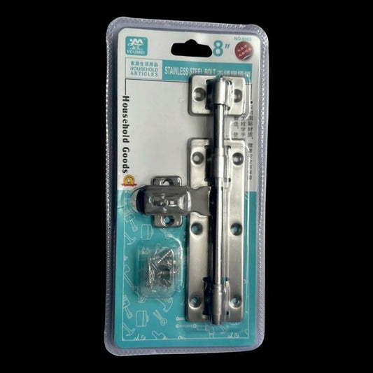 Youmei 8" Stainless Steel Barrel Bolt Latch Hasp Kit