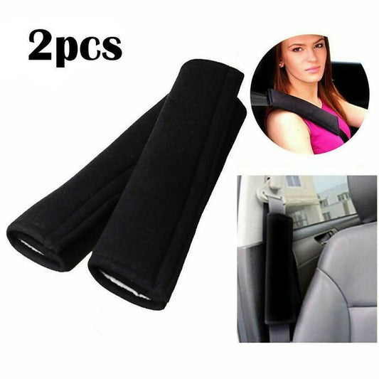 Kmt 2Pcs Soft Shoulder Pads Black Plain Universal Fit Seatbelt