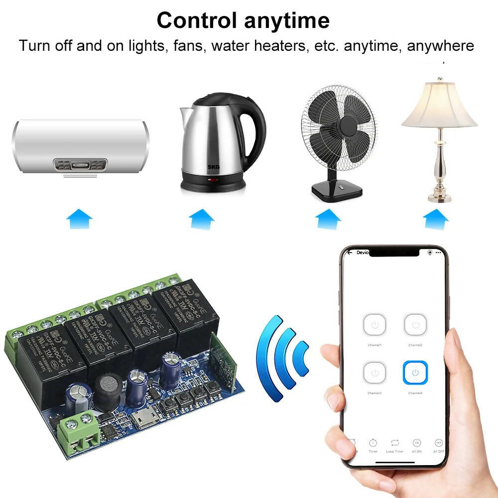 EWeLink Smart Wifi Switch Smart Relay Module DC 5V 12V 24V 4 Channel Wireless Switch Timer Phone Remote Control For Google Home