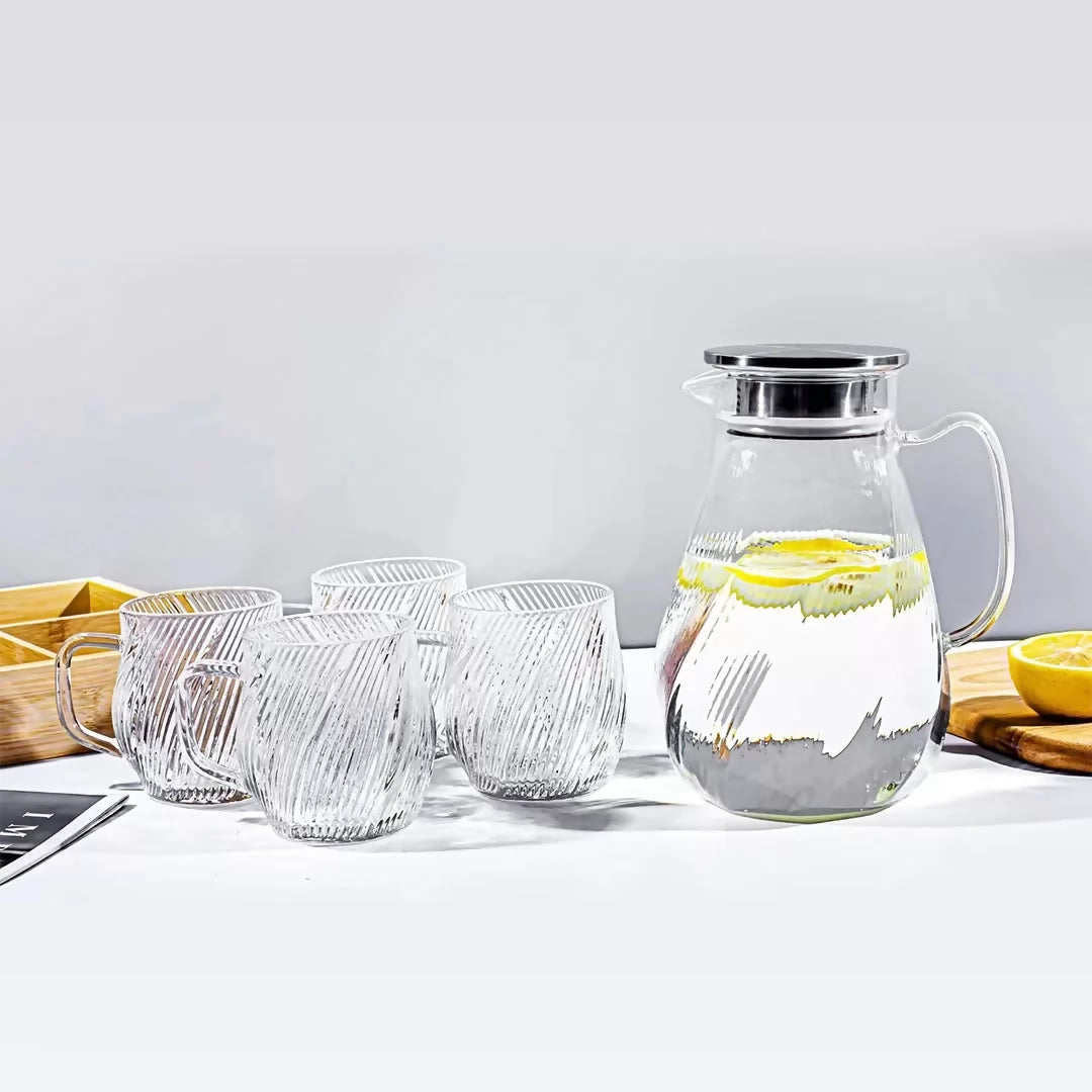 7pc Jug Set Borosilicate Swirly 1650ml