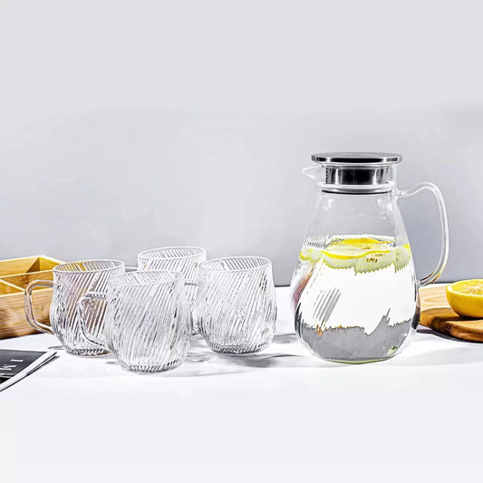 7pc Jug Set Borosilicate Swirly 1650ml