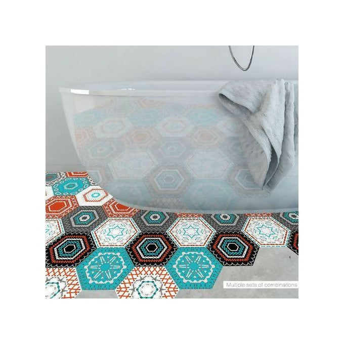 Funlife Home 10Pcs Colored Embroidered Hexagon Wall/Floor Sticker Murals