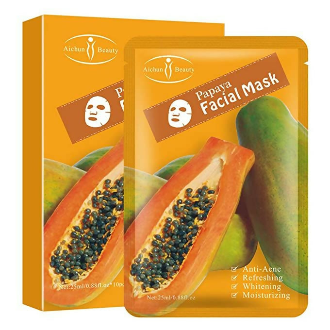 Aichun Beauty 10Pcs Papaya Facial Mask